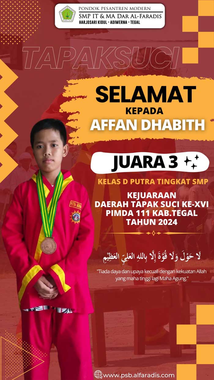 Juara 3 Putra Tapak Suci Pondok Pesantren Al Faradis Tegal