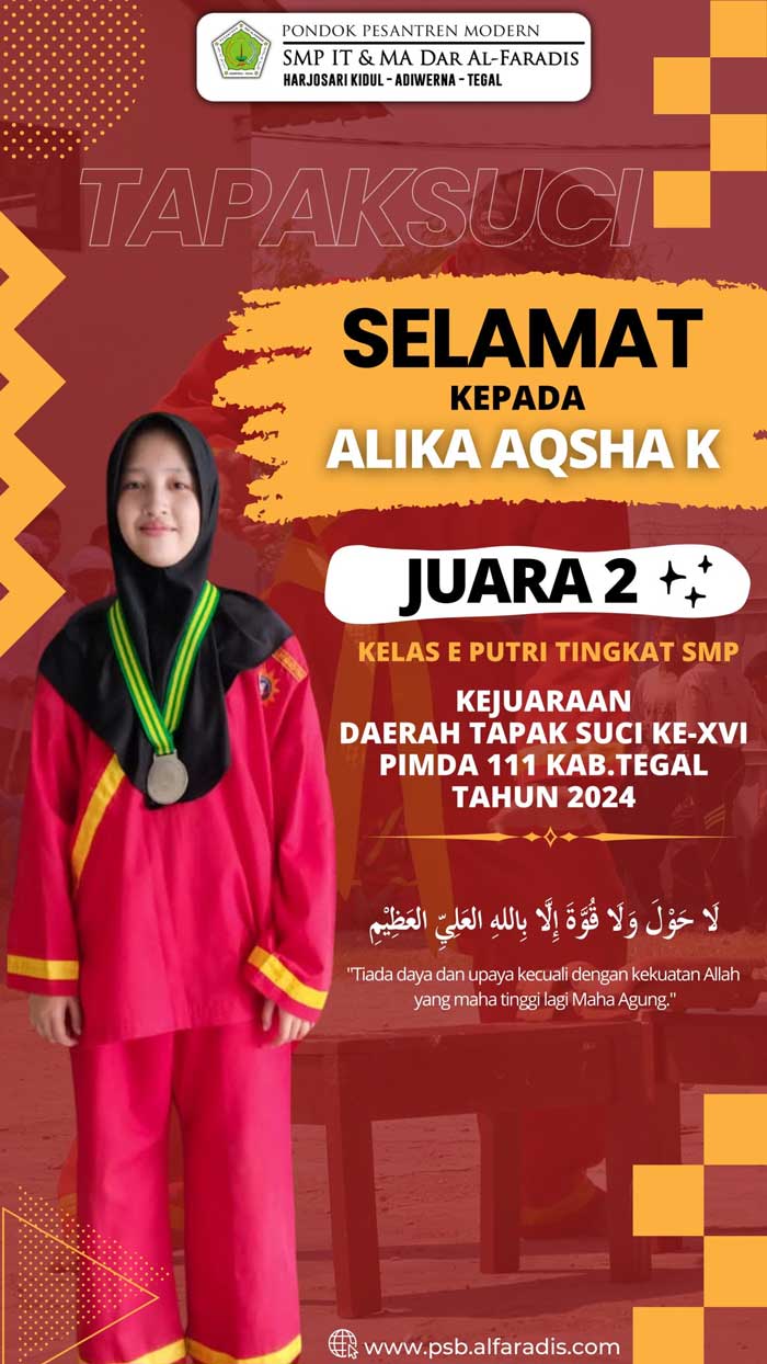 Juara 2 Putri Tapak Suci Pondok Pesantren Al Faradis Tegal